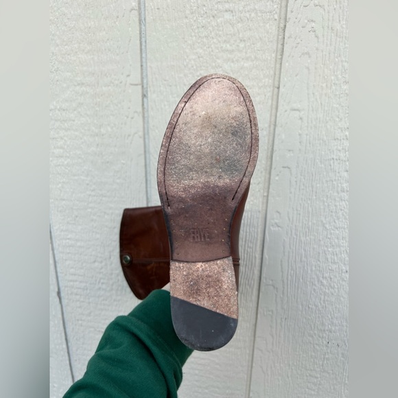 Frye Company Melissa Button 2 Lug Tall Boots - Mahogany - Picture 2 of 4